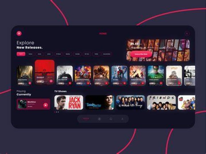 Streaming website user interface