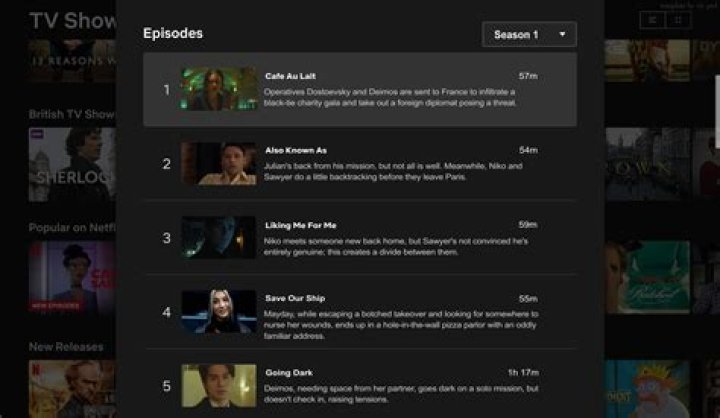 Television series episode selection menu