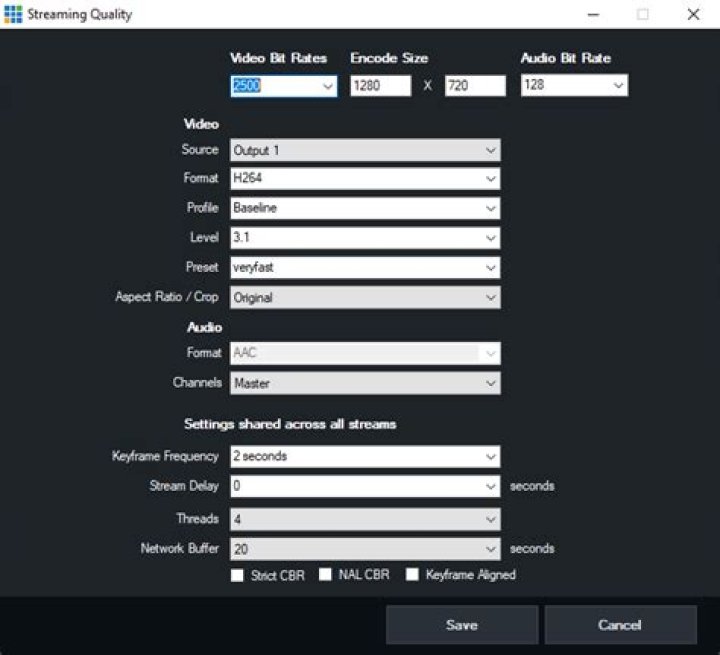 Video quality settings